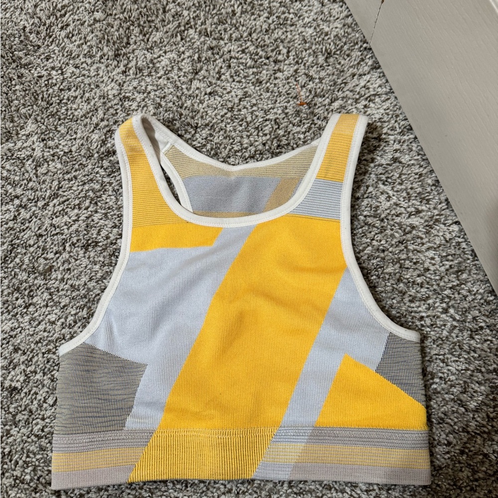 Nike Yellow and Gray Geometric Sports Bra